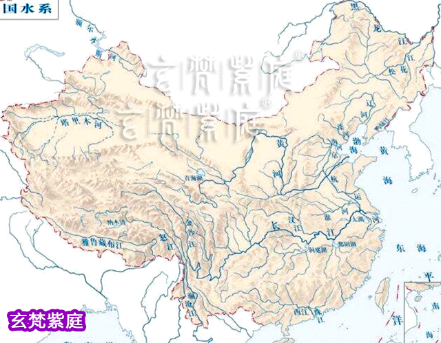 中国三条龙脉水系风水图